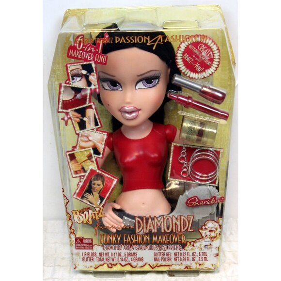 MGA Bratz Diamondz Funky Fashion Makeover Doll Sharidan Lip Gloss Nail Polish - Picture 1 of 8